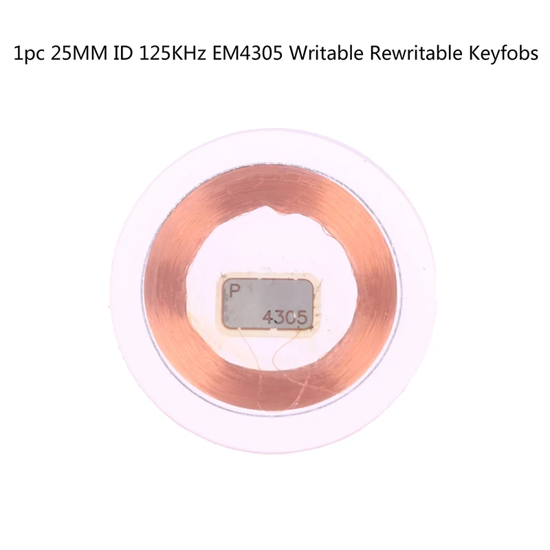 RFID 복제기 키 태그 액세스 제어 카드용 ID 복사 카드, 재기록 가능 Keyfobs 복사 복제 카드, 25mm ID 복사 카드, 125KHz EM4305, 1PC