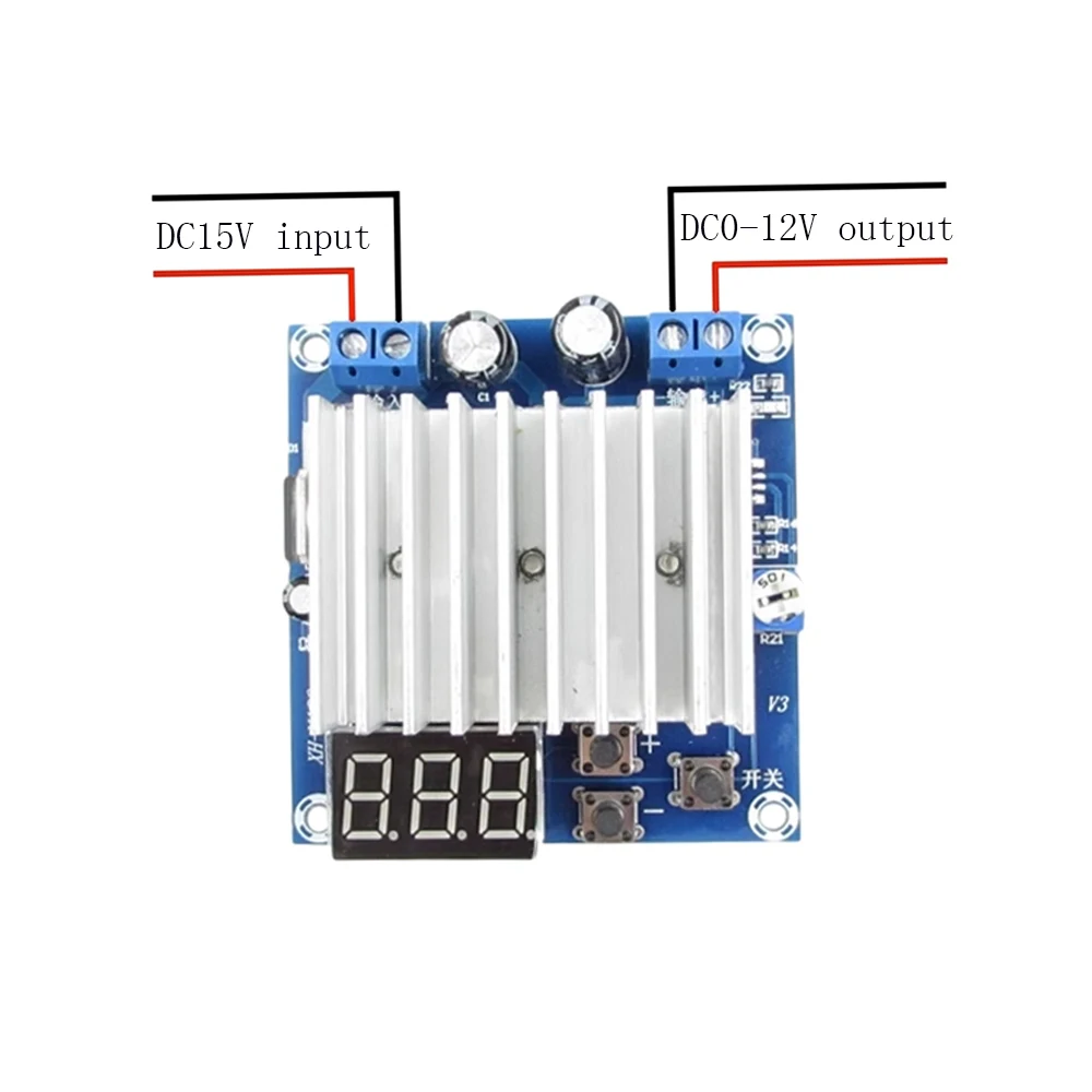 DC-DC Convertor 1.5A 18W Power Supply Module DC15V to DC0-12V Power Supply Board Voltage Regulator with LED Digital Display