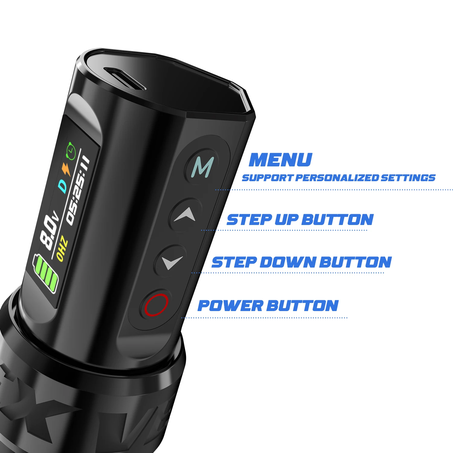 Professional Digital Display 2000mah Wireless Tattoo Machine Pen Jump Start Function With One Extra Batteries