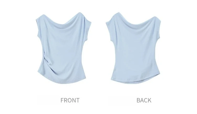 SENTUBILA Damen-Strick-T-Shirt mit Wendekragen, Frühling 2026, Weiß, minimalistisch, für den Alltag, plissiert, schmal geschnitten, Kurzarm-Oberteil 161TA4924 – Detail 30