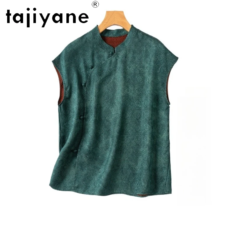 

TAJIYANE 100% Mulberry Silk Tanks Top Women Xiangyun Sha Summer Vest New Chinese Style Ladies Tops 2026 Woman Clothing футболка