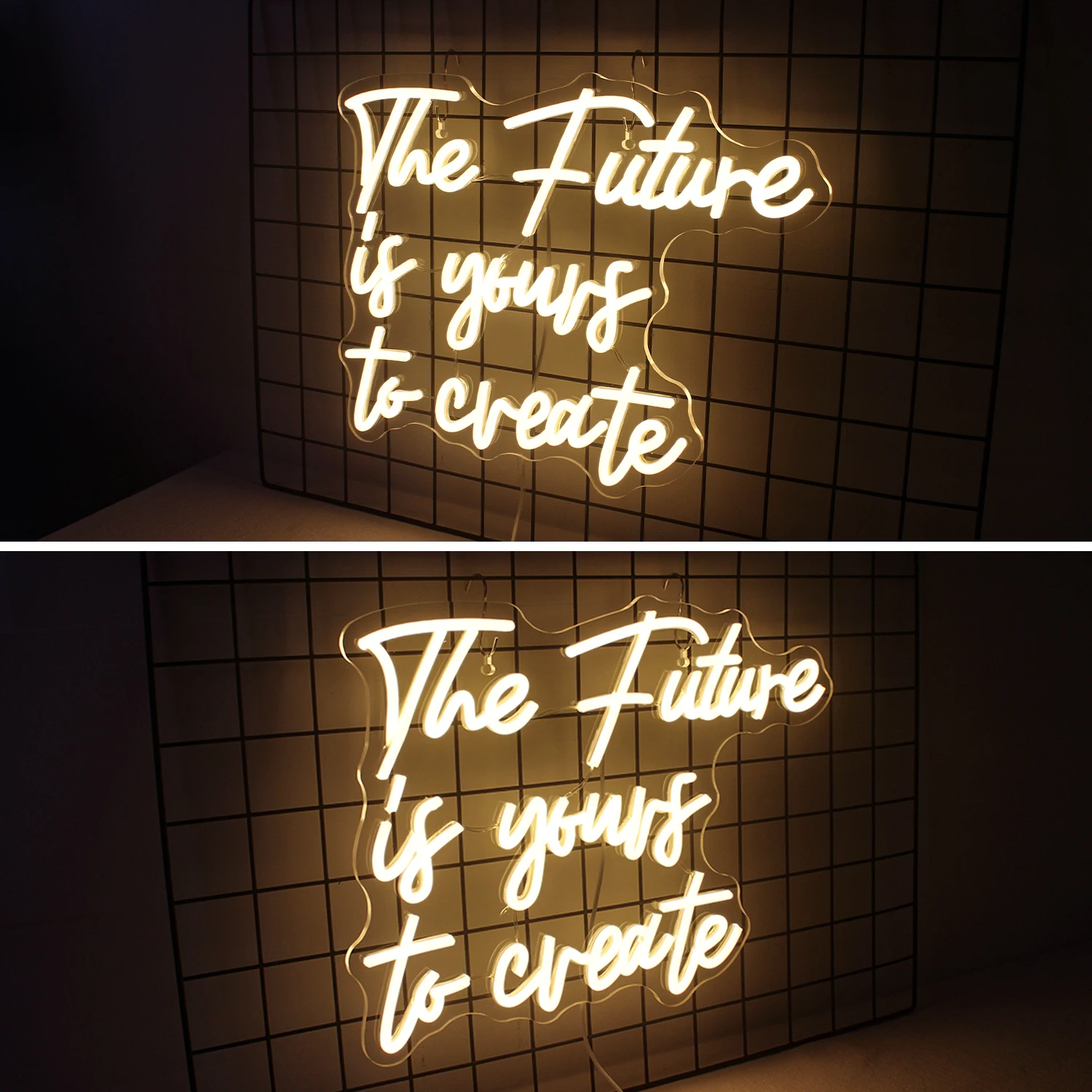 The Future Is Yours To Create Letter Neon Sign Warm LED Lights Hanging Wall Decor USB Power Light For Bedroom Party Gym Bar Club