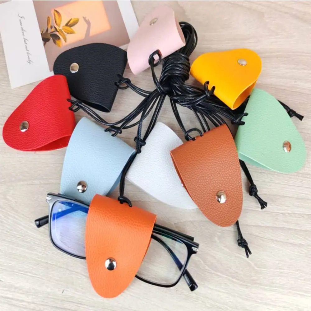 

Simple Leather Eyeglasses Storage Bag Pendant Storage Hanging Rope Multifunction Glasses Clip Hanging Sunglasses for Unisex