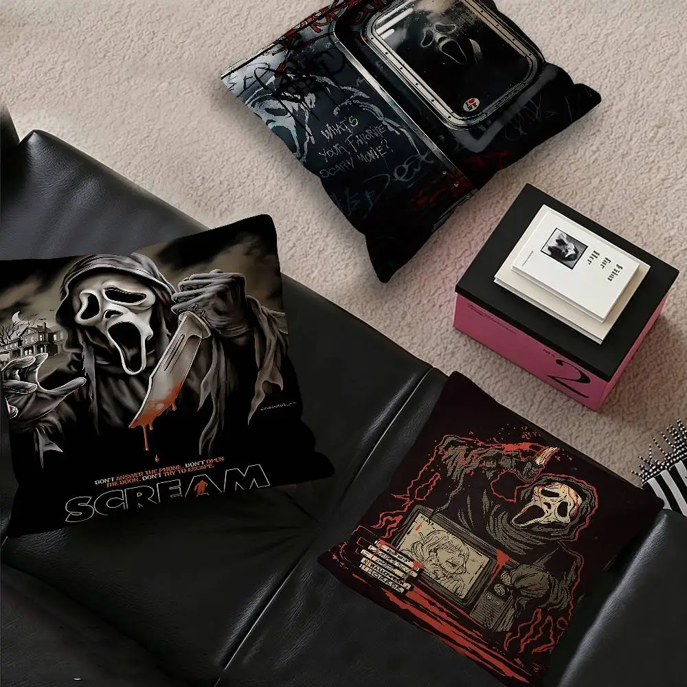 Classic Horror Movie S-ScreaM Cushion Cover Car Throw Pillow Case For Sofa Car Christmas Gift 40x40cm 45x45cm