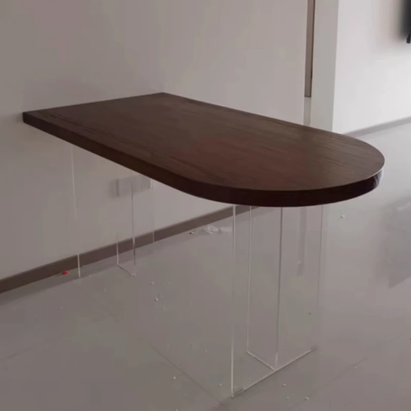 

Suspended Solid Wood Oval Dining Table Minimalist Home Wall Table Acrylic Dining Hermoso Elegante Room Furniture Mesas Comedor