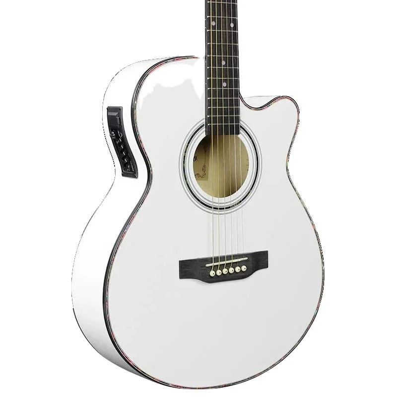 

The sound is transparent and grainy Guitar 40 Inch White Acoustic Guitar with 4 Band Pickup