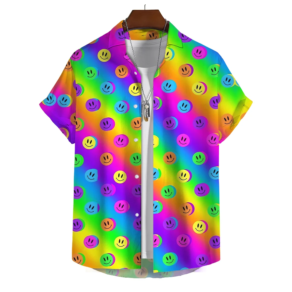 Hawaiiaans Shirt Heren Korte Mouwen Zomer Strand Stijl Shirt Casual En Comfortabele Kleding 3d Geprint Regenboog Patroon Kleding