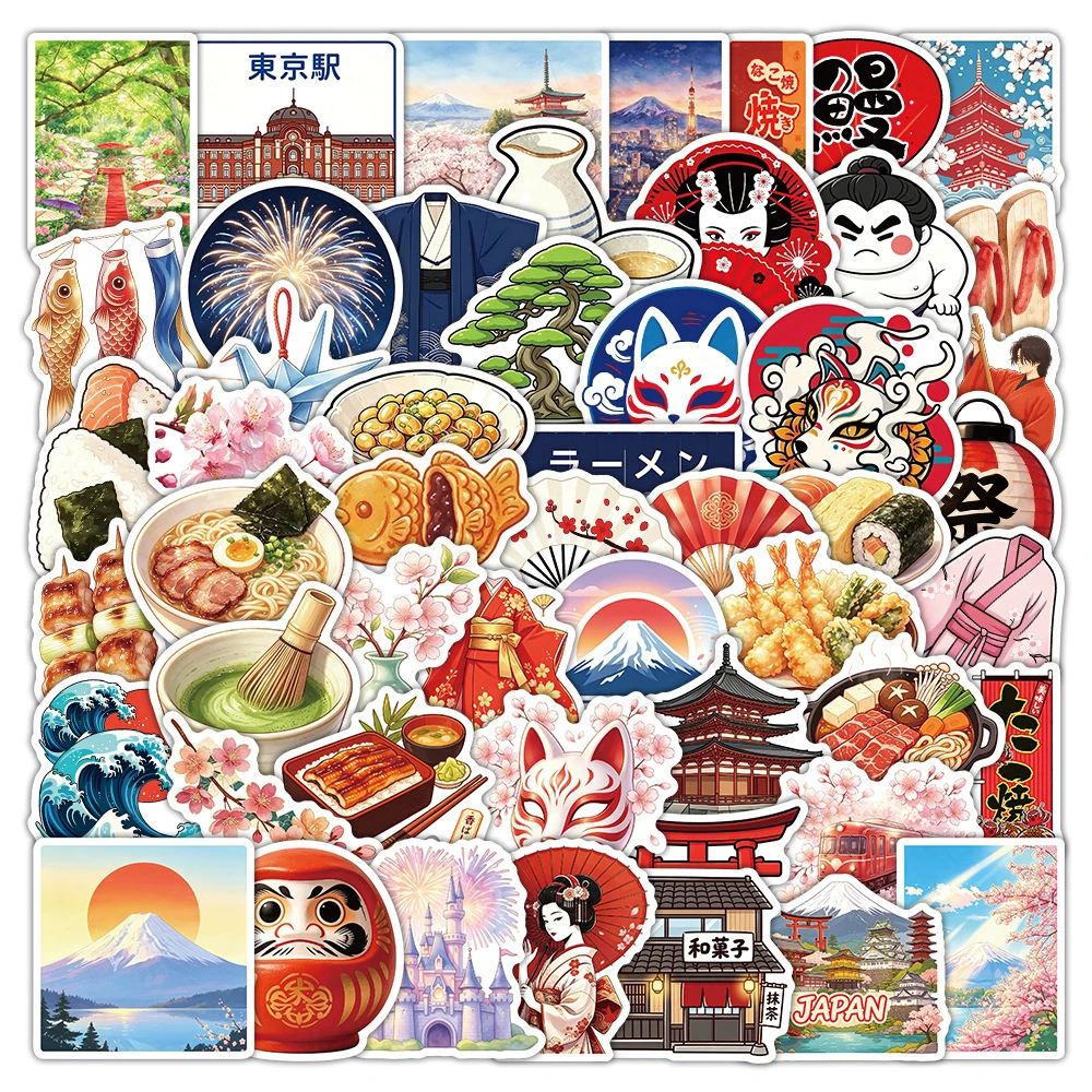 50PCS Japanese Sakura Sumo Graffiti Stickers Japanese Style DIY Guitar Phone Laptop Suitcase Water Cup Skateboard Decals
