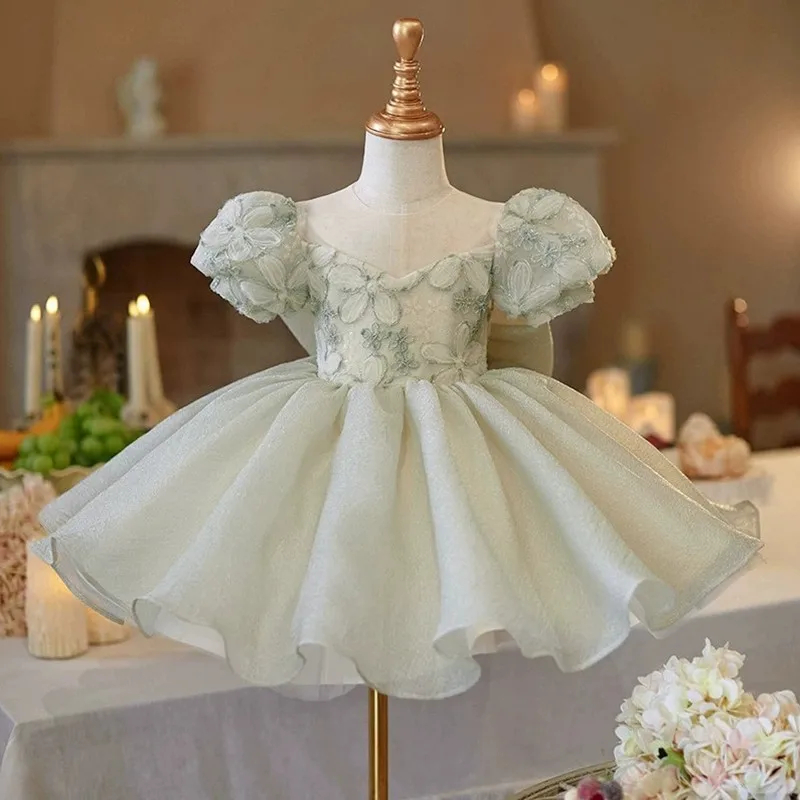 

New Girls Princess Evening Gown Host's Piano Performance Wedding Birthday Party Flower Girl Dresses A4720 Bridesmaid Dresses