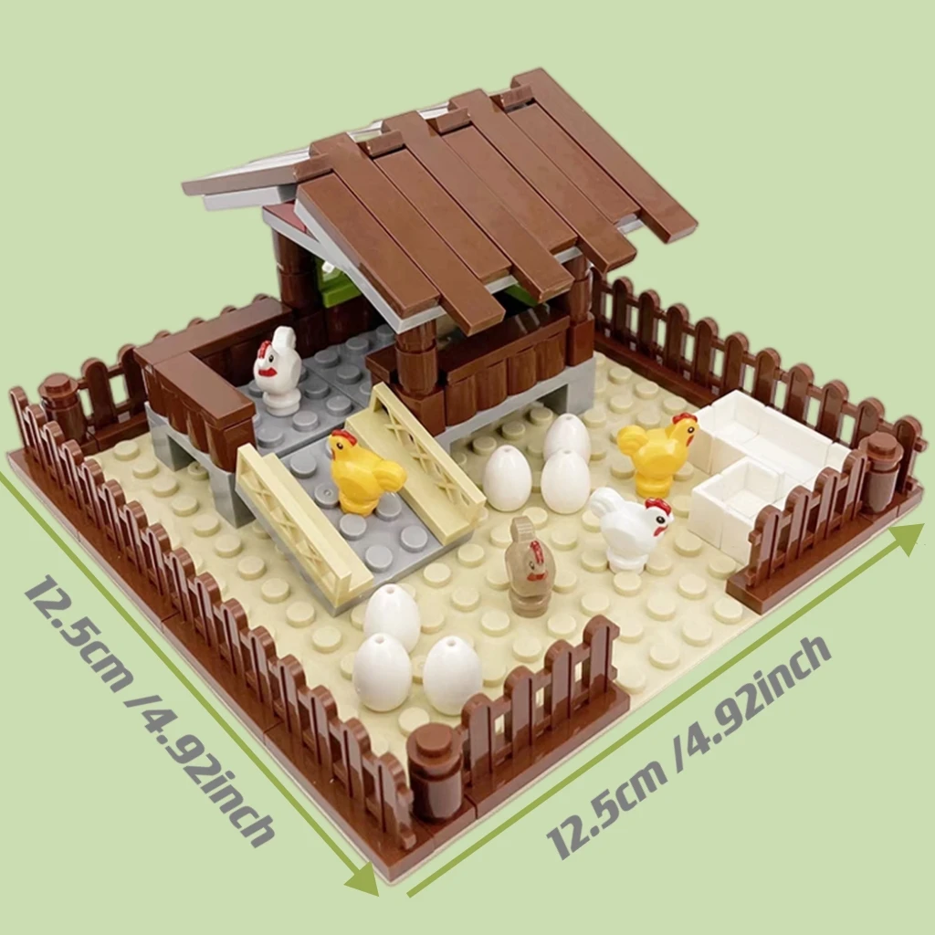 MOC Farm Animals Building Blocks City ChickenCoop Hen House Toys DIY Blocks Toys for Children Boys Girls Gift Juguetes Kids Toys