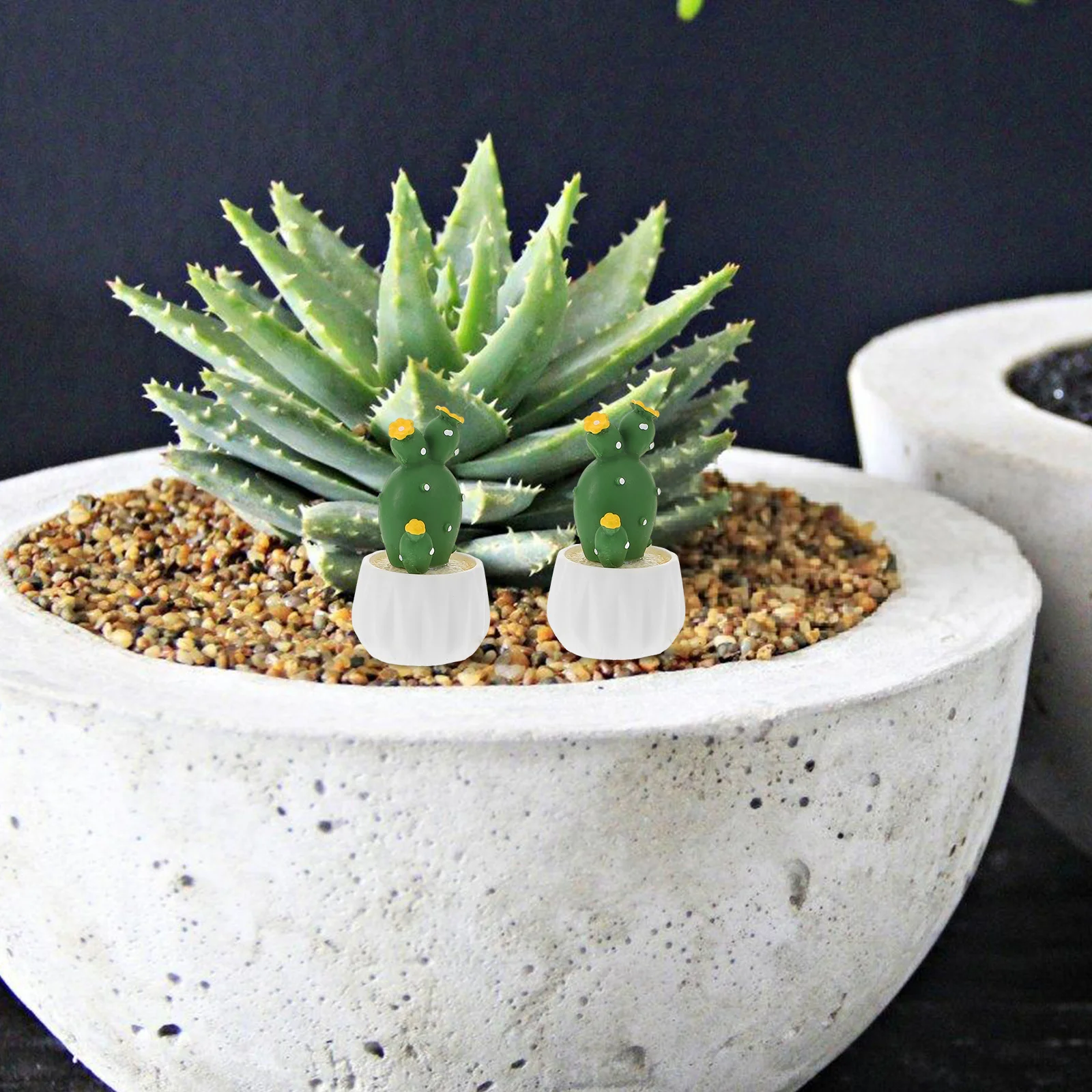 4 pezzi di cactus ornamento finto pianta in vaso finte mini piante bonsai figurine in resina ornamenti artificiali per il desktop