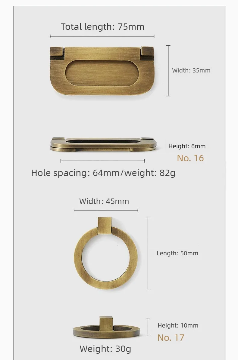 1 Stück Massiver Messinggriff im europäischen Stil, minimalistischer Schrankgriff, klassischer, leichter Luxus-Schubladengriff, langer Türgriff für Schränke. – Detail 12