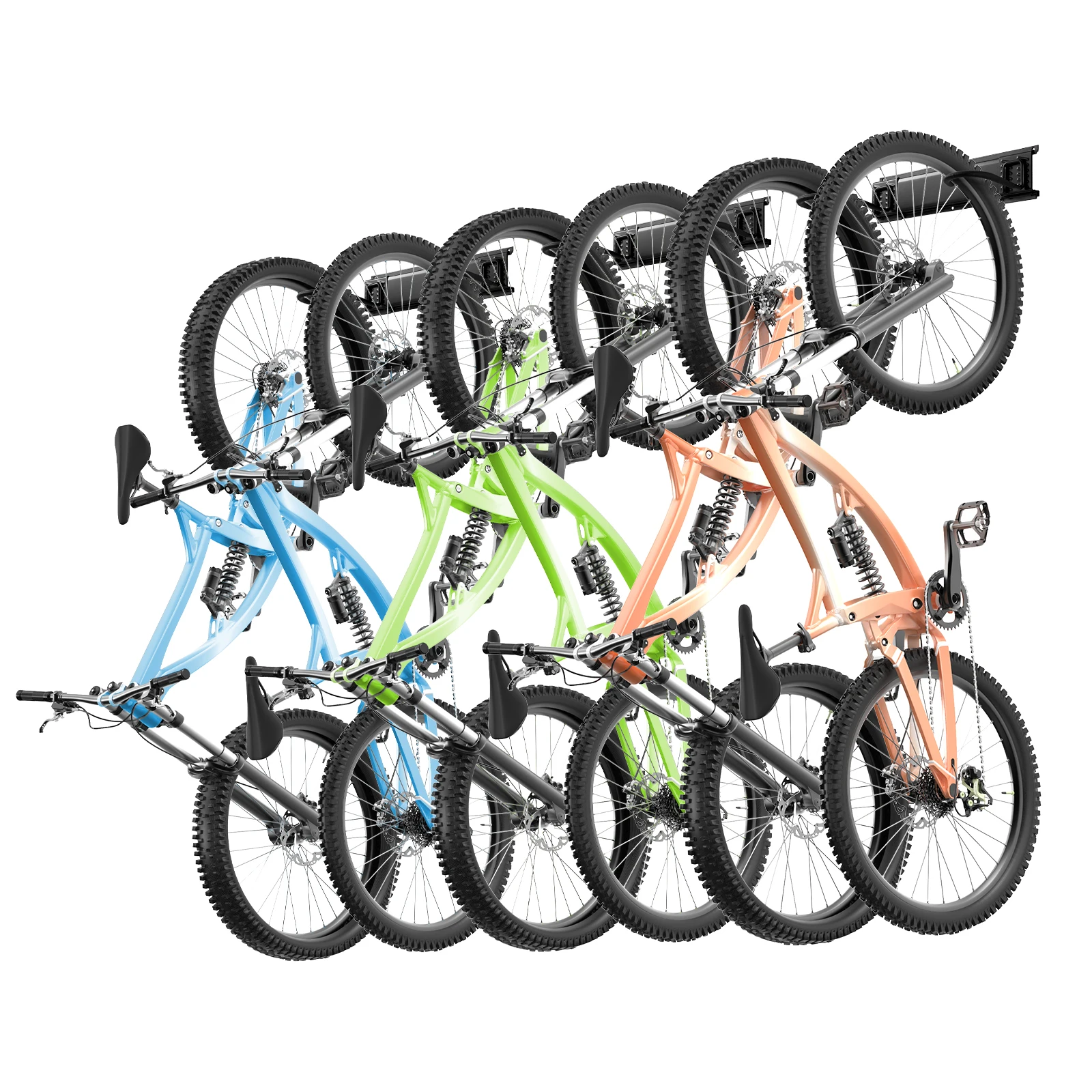 VEVOR Bicycle Wall Mount Rack 3/4/5pcs Rails Mtb Road Bike Storage Fixed Hanging Hook Holder Bike Support Stand for 6 Bikes