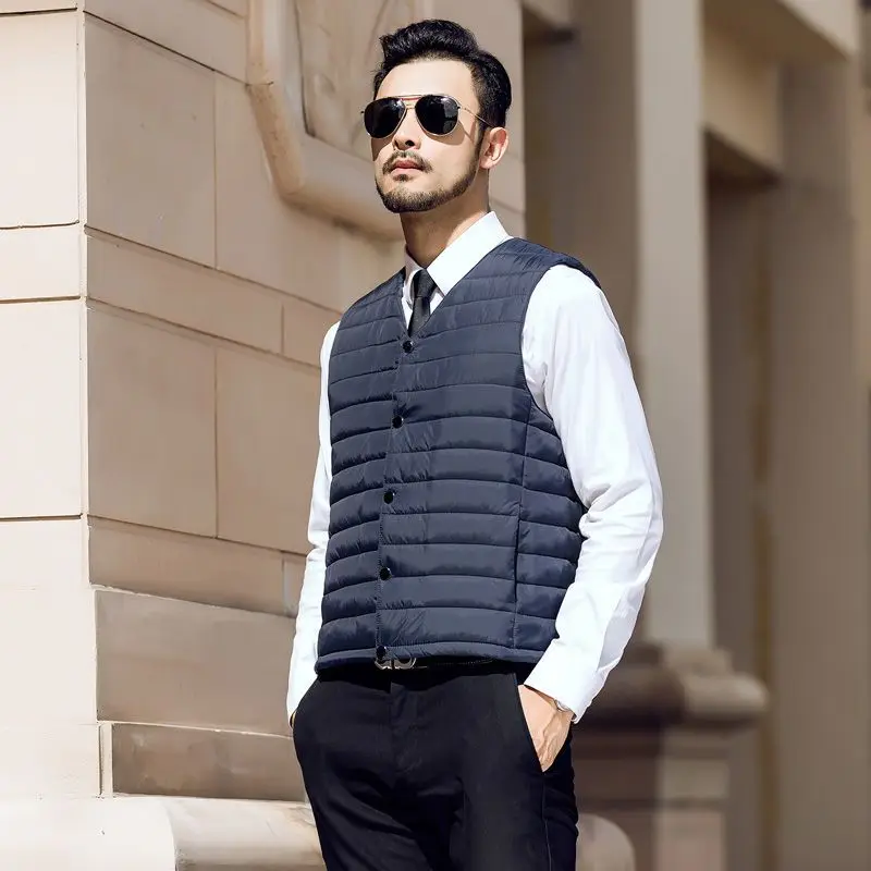 

Senior Friendly Men's Thermal Vest Thickened Layer for Winter Durable Stylish Father's Casual Wear with Zipper Closure