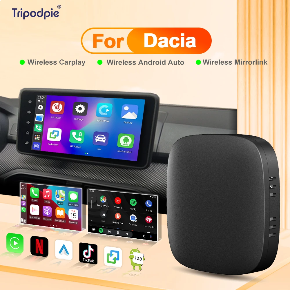 

CarPlay Ai Box Wireless CarPlay Android Auto для Netflix Youtube для Dacia Spring Logan Sandero Sandero Stepway Duster Jogger