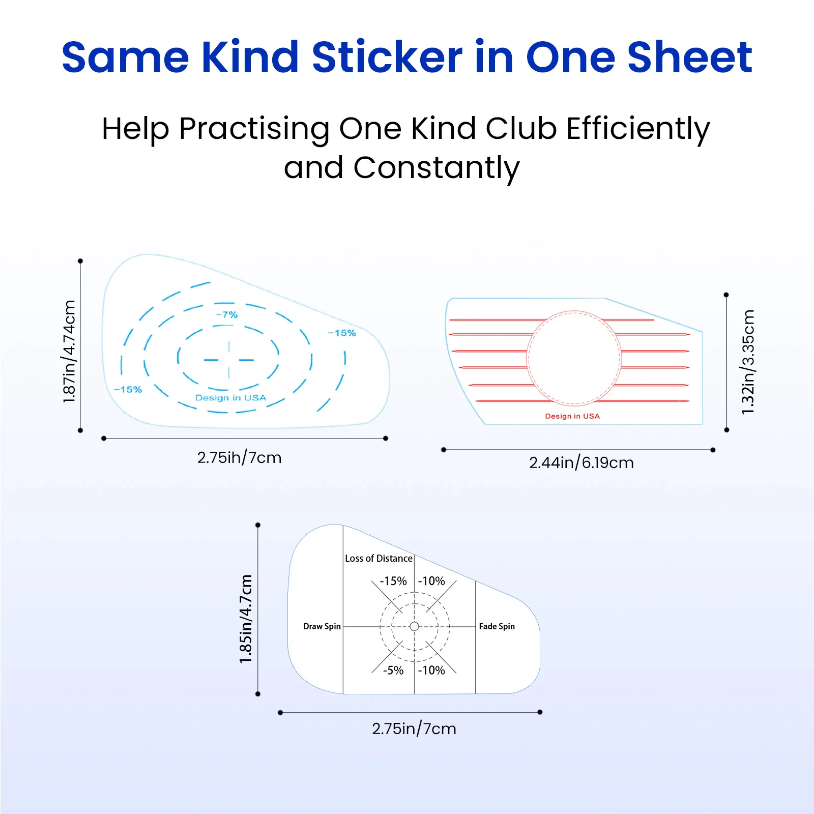 تسميات ملصقات الشريط تأثير نادي الغولف للمكاوي تحسين دقة التأرجح مع تحليل البقع الحلوة للتدريس الذاتي 125 قطعة
