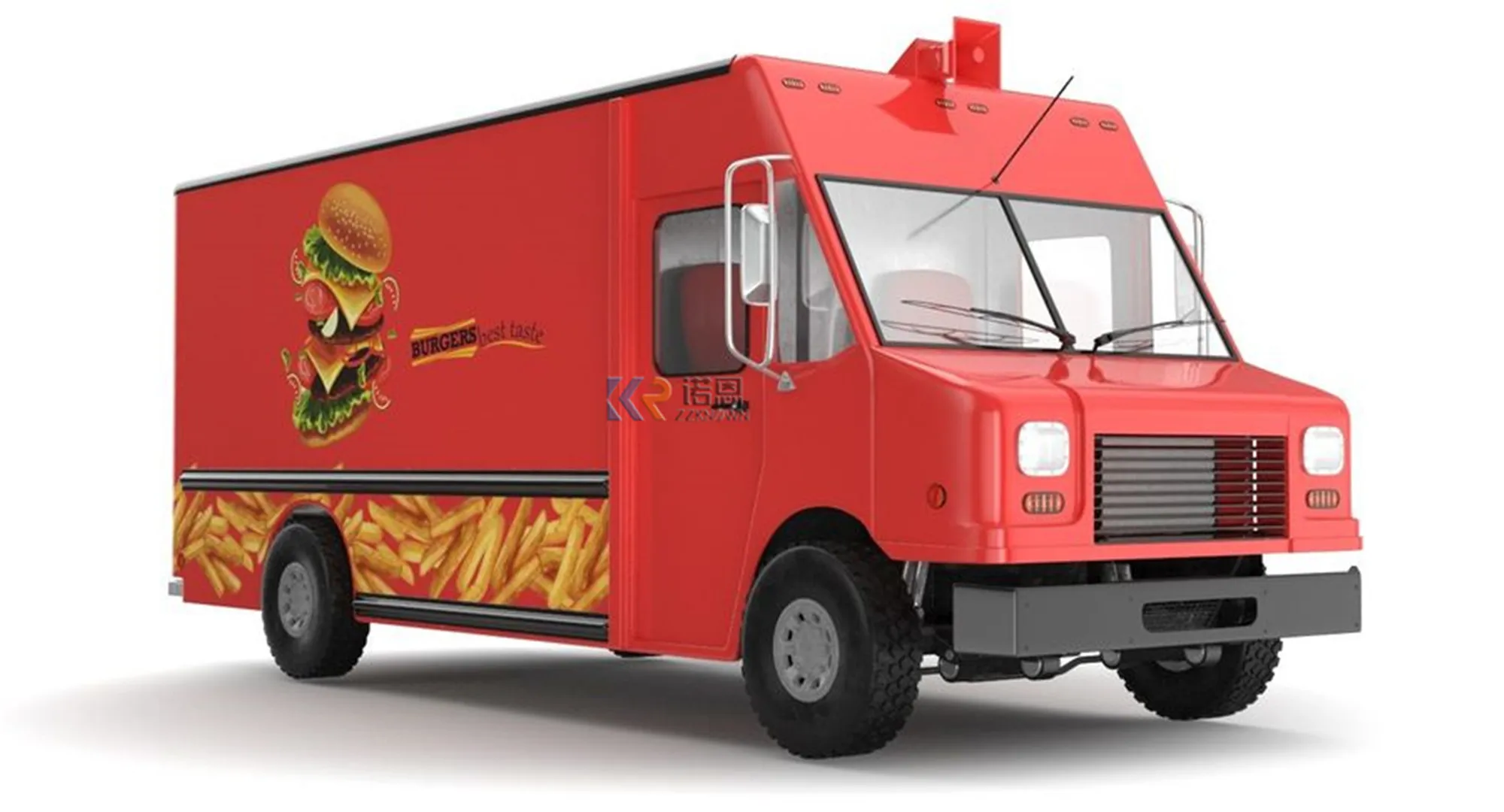 Drivable Double Decker Food Truck Pizza Ice Cream Cart Hamburger French Fries Bubble Tea Coffee Trailer with Cooking Equipment