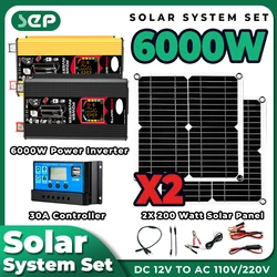 6000W 220v pełny zestaw dla domu falownik 30A kontroler 200W Panel słoneczny przenośny generator słoneczny zestaw fotowoltaiczny Camping do samochodu