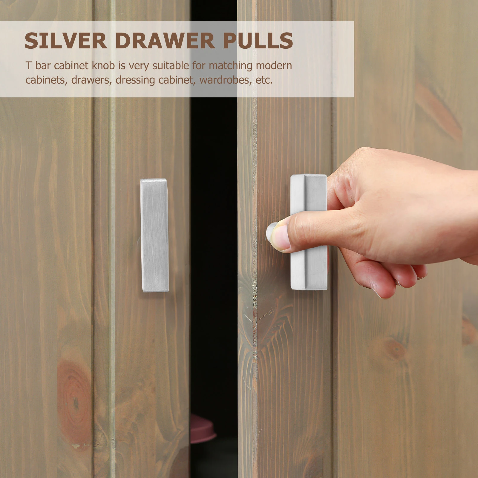 

3Pcs T Bar Cabinet Handles Stainless Steel Silver Drawer Pulls for Kitchen Cabinets Wardrobes Dressers Bathroom Door Knobs