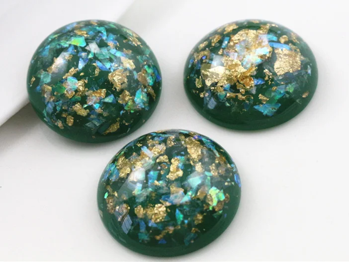 New Fashion 5pcs 25mm  Green Color Shell Fashion Style Flat Back Resin Cabochons Cameo G4-09