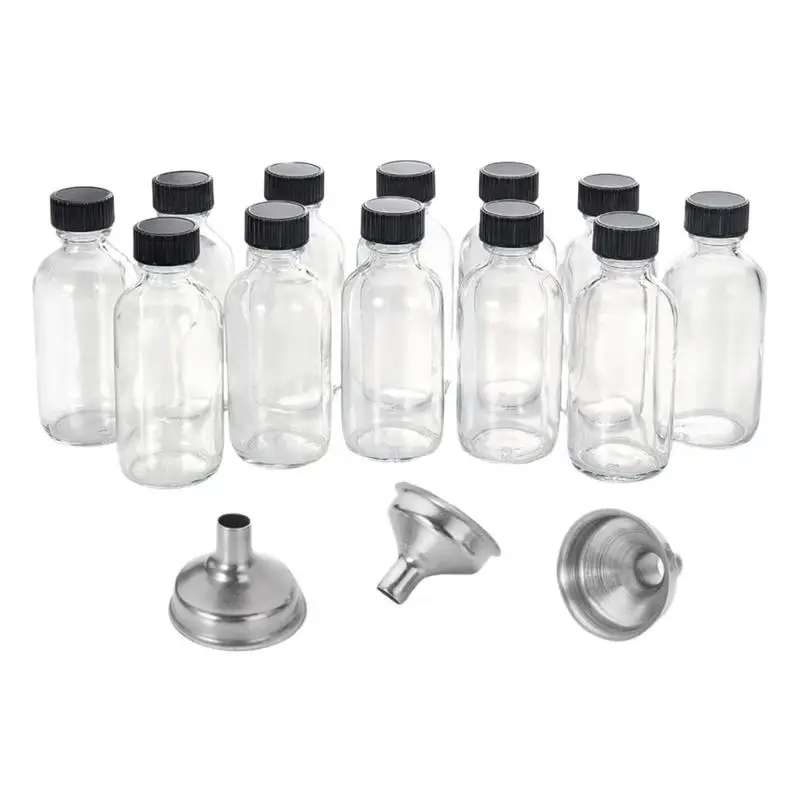 

Shot Bottles With Caps 12X Travel Size Ginger Shot Jars 2 Oz/60 Ml Small Clear Take Out Containers With 3 Stainless Steel