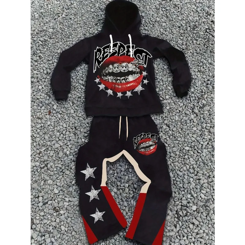 

25-26 Осень/Зима Новый комплект с 3D модным принтом для взрослых и уличного отдыха с капюшоном