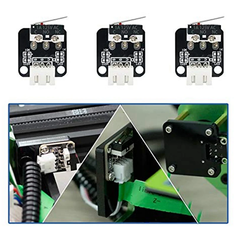 3D Printer 10Pcs Limited Switch End Stops Mechanical Switch Module With 3 Pins 39.3 Inch Cable For Ramps Repra Tevo