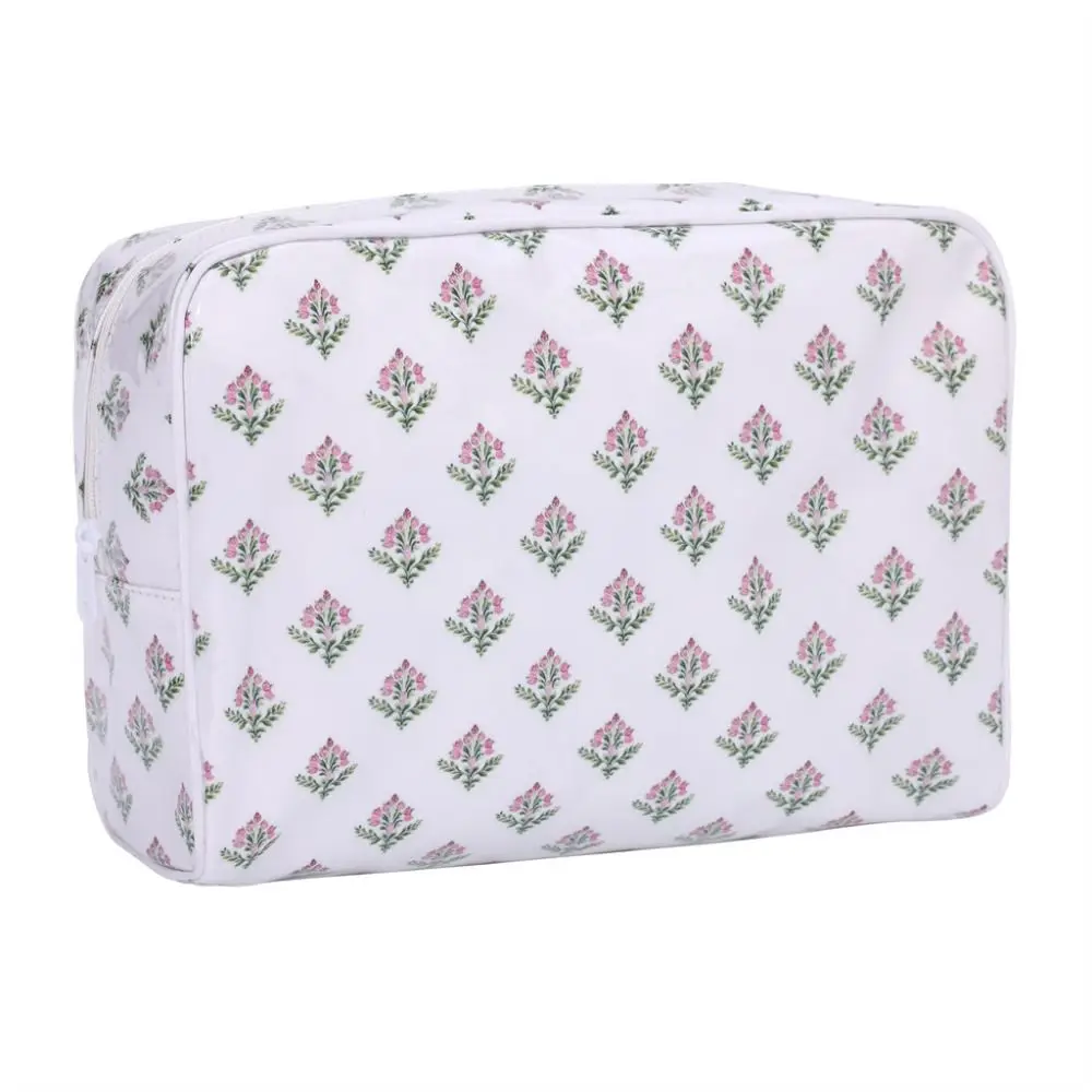 Polyester PVC Cosmetic Bag Waterproof Double-layer Makeup Organizer Portable Large Capacity Cosmetic Storage Bag