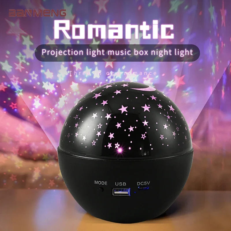 

Modern LED Night light projection lamp Star lights Bluetooth sound USB chargeable Ambient Light bedroom bedside bar party