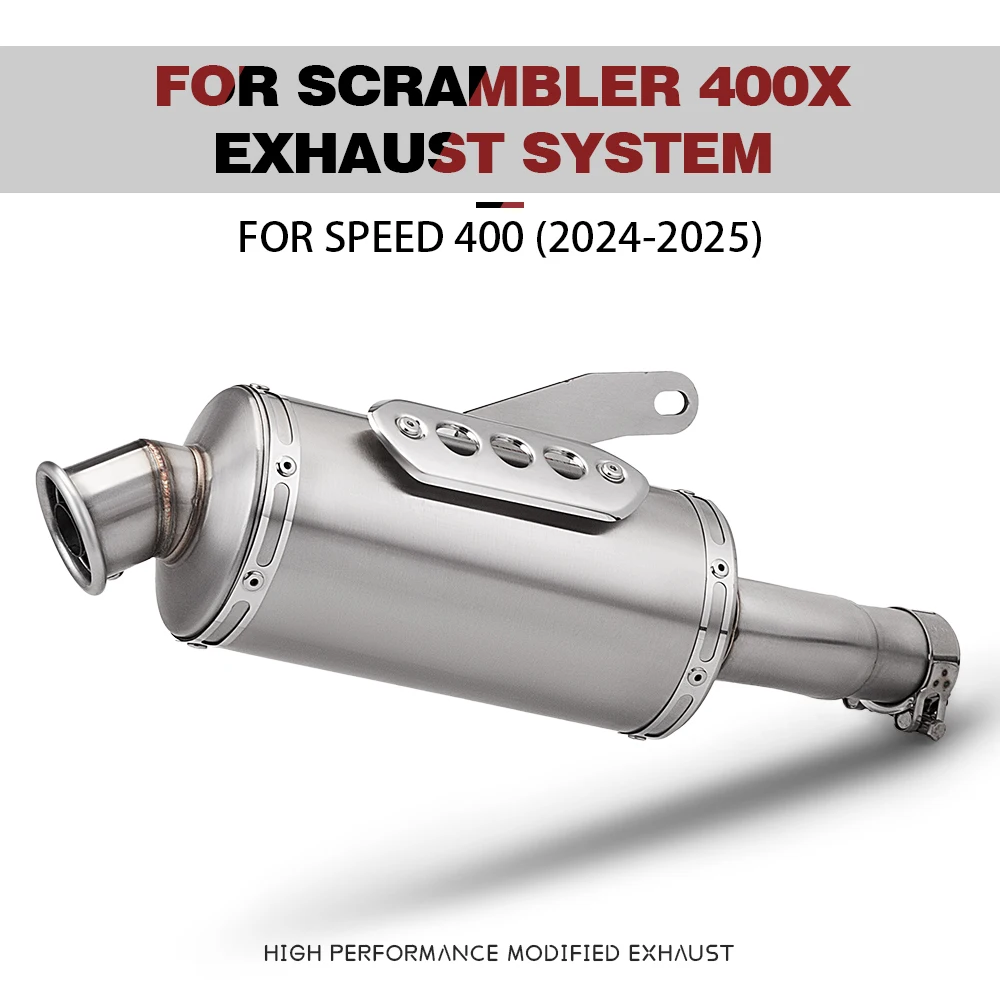 

For Scrambler 400X Motorcycle Exhaust Stainless Slip on Line Muffler with DB Killer Interface