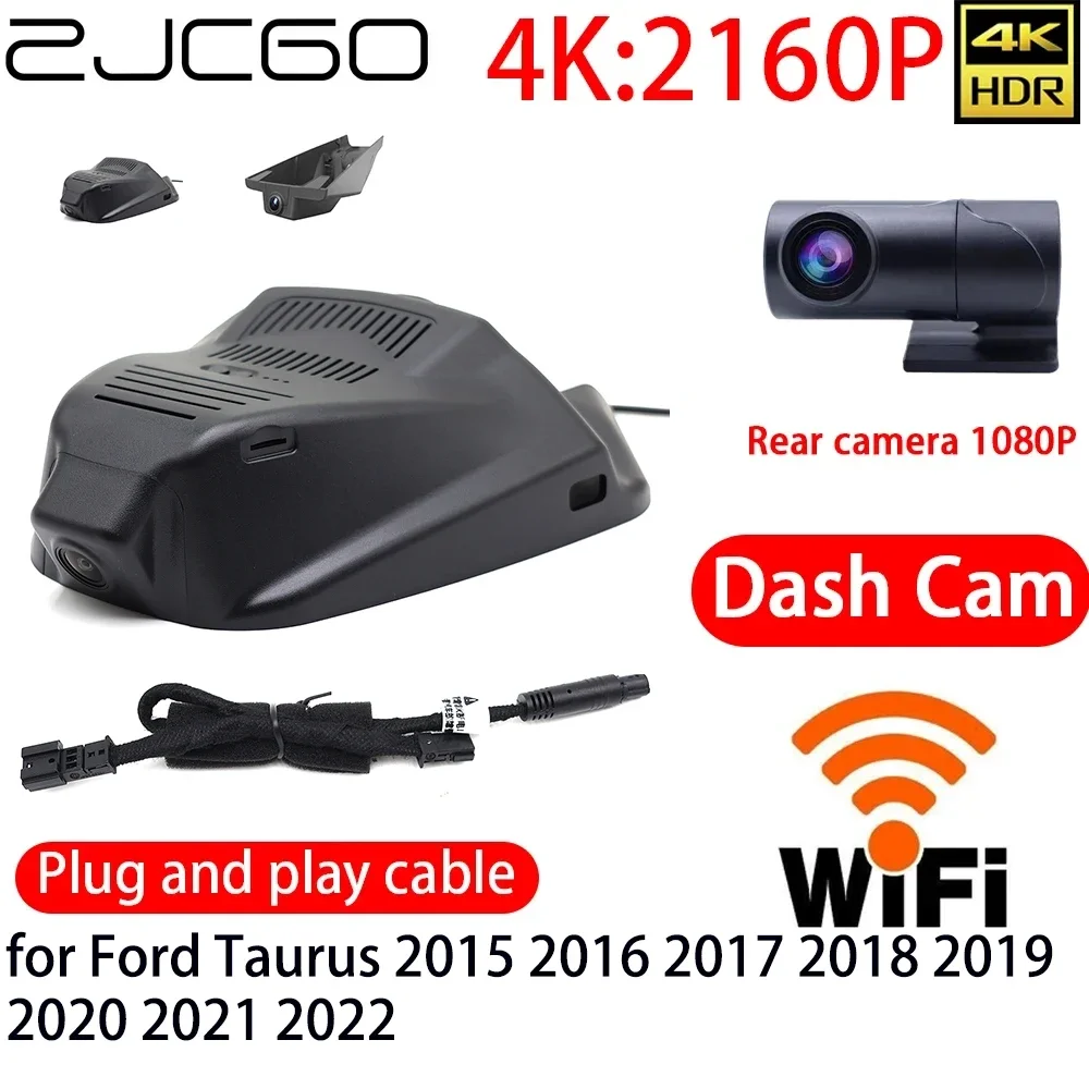 

ZJCGO 4K Car DVR Dash Cam Wifi Front Rear Camera 24h Monitor for Ford Taurus 2015 2016 2017 2018 2019 2020 2021 2022