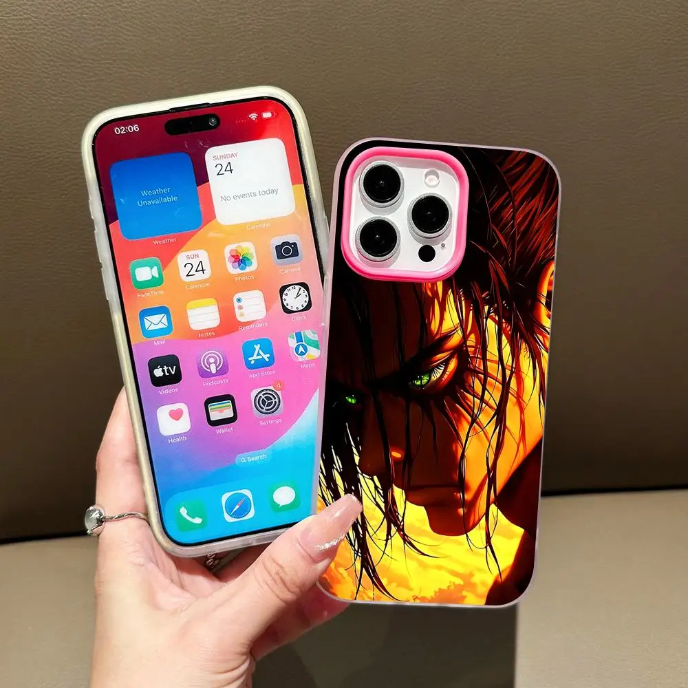 

AOT Eren Yeager Jelly Double layer Rose Red Mobile Phone Case for iPhone 17 16 15 14 13 12 11 Air Pro Max Plus Protective