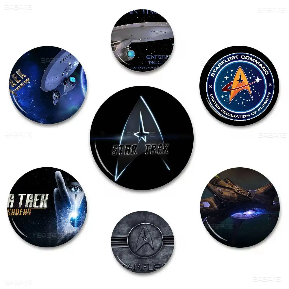 TV S-Star T-Trek Anime Photo Brooches Creative Round Badge Gifts Pins 32/44/58mm