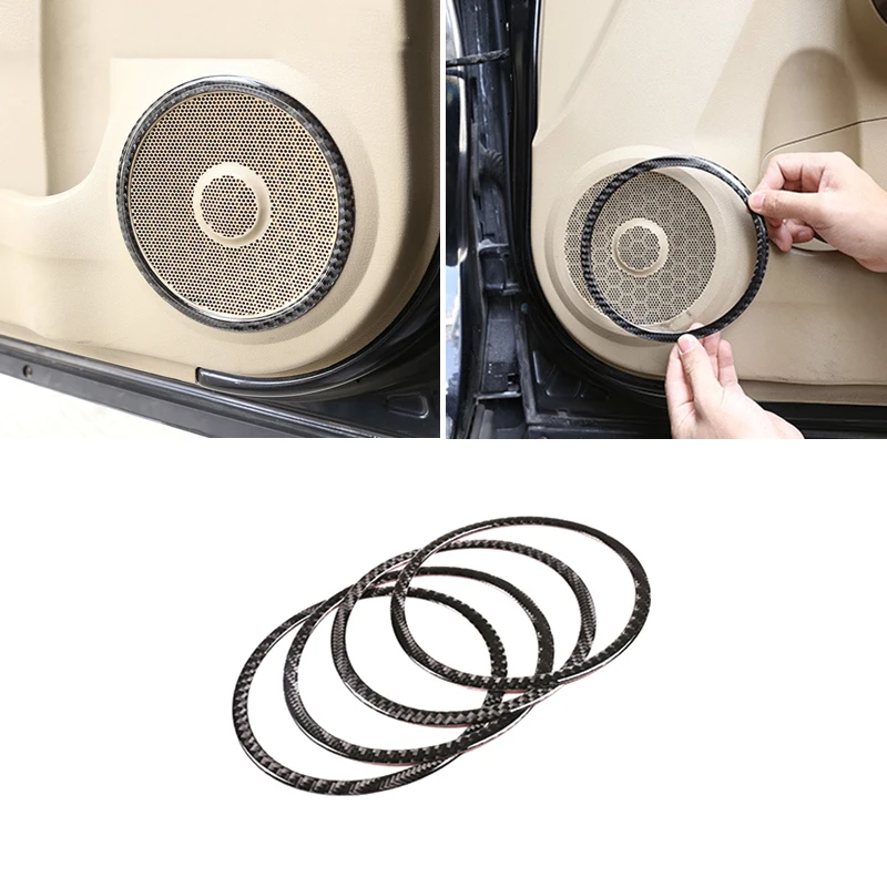 For Honda CRV 2007 2008 2009 2010 2011 4pcs Car Carbon Fiber Door Audio Speaker Ring Cover Protective Trim