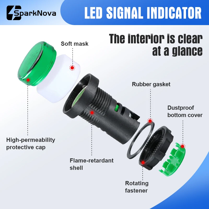 16MM LED Signal Light Indicator 12V 24V 110V 220V 380V Multi Color Signal Lamp for Control Panel Red Green Yellow Blue White