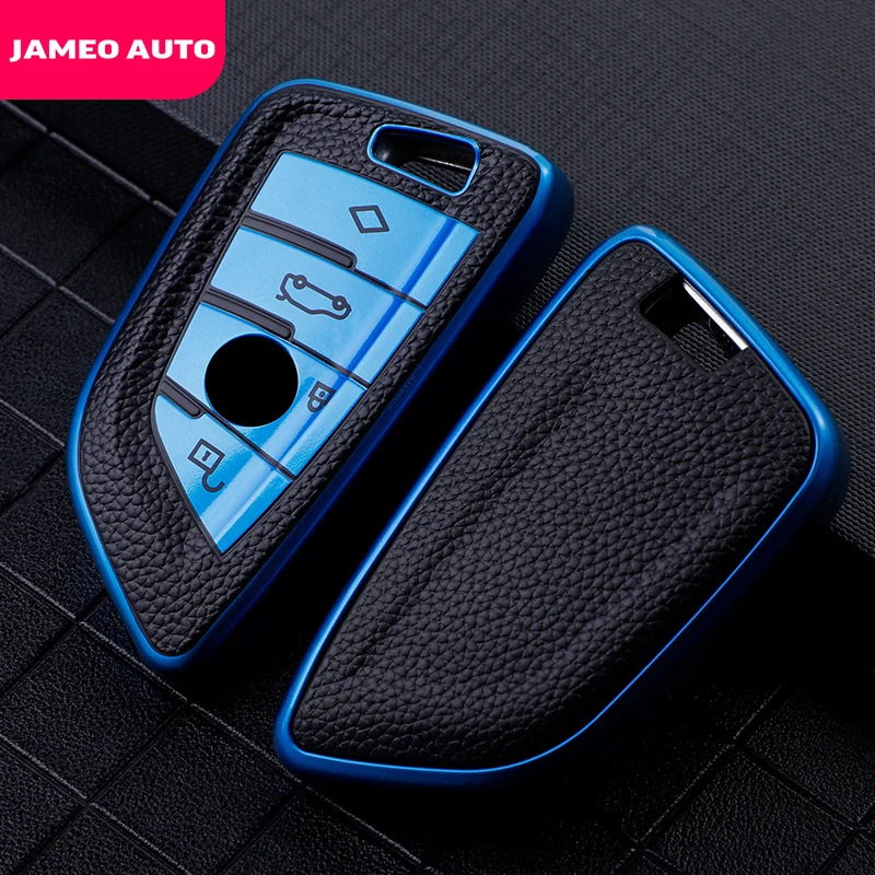 TPU Leather Car Key Case for BMW F46 X1 X2 X3 X5 X6 GT 2 5 6 7 Series 3 4 Buttons Smart Keyless Remote Fobs Protector Cover