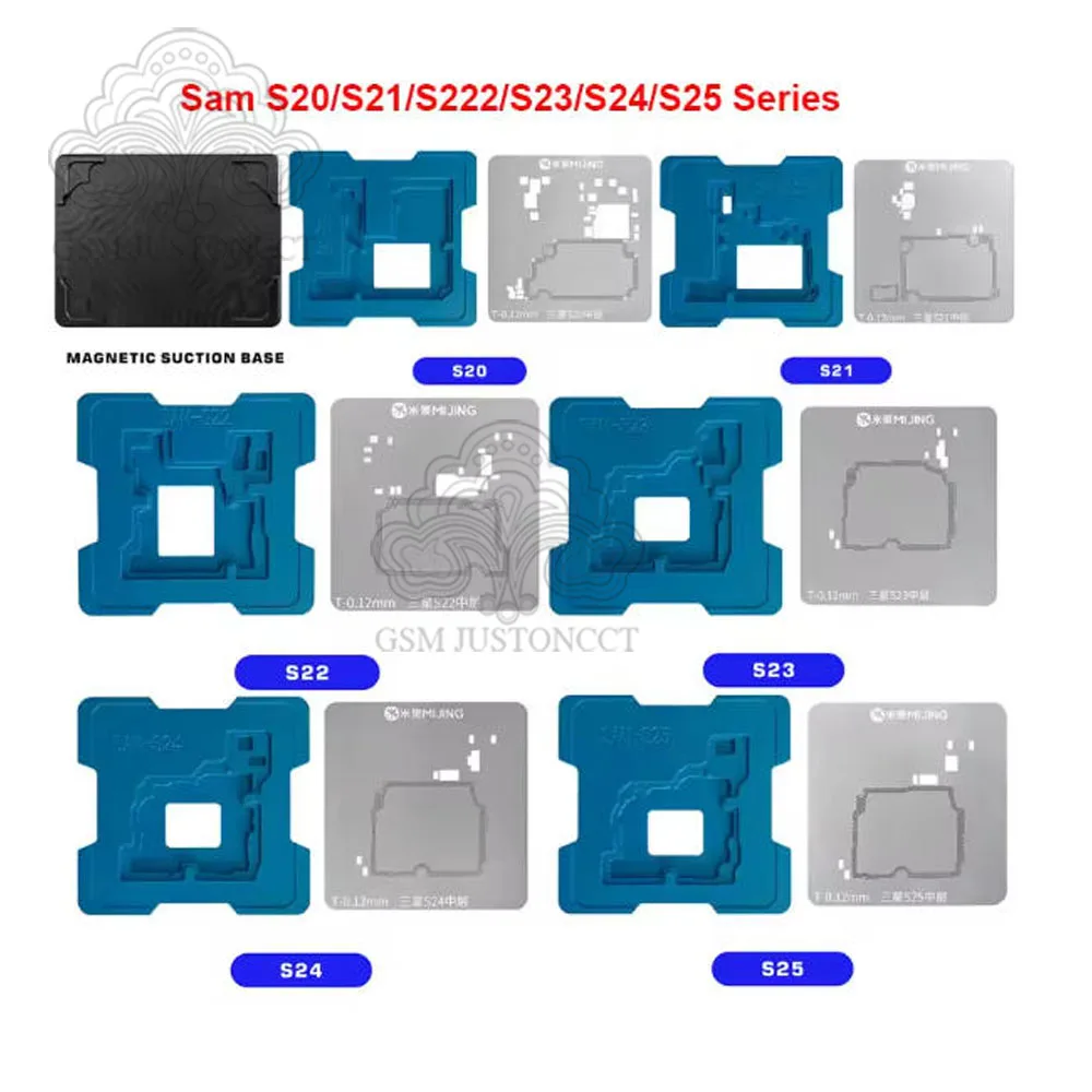MIJING Z23 BGA Stencil Kit for Samsung S20/S21/S22/S23/S24 Ultra Motherboard Middle Layer Precision Square Hole BGA Template Kit