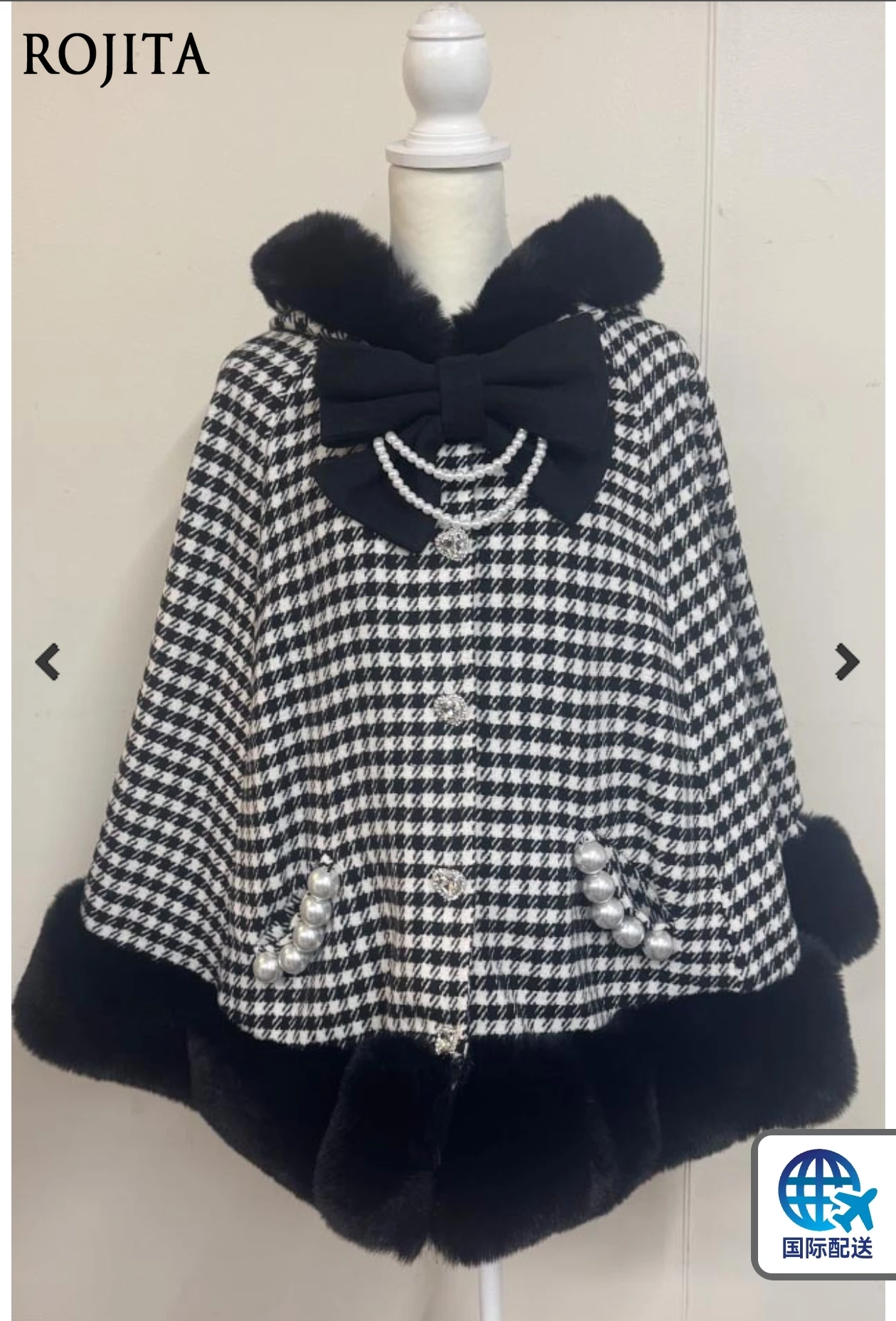 

Japanese Style Socialite Elegant Fluffy Cape Coat Thick Warm Winter Hooded Cloak Solid Color Faux Fur Cardigan Women