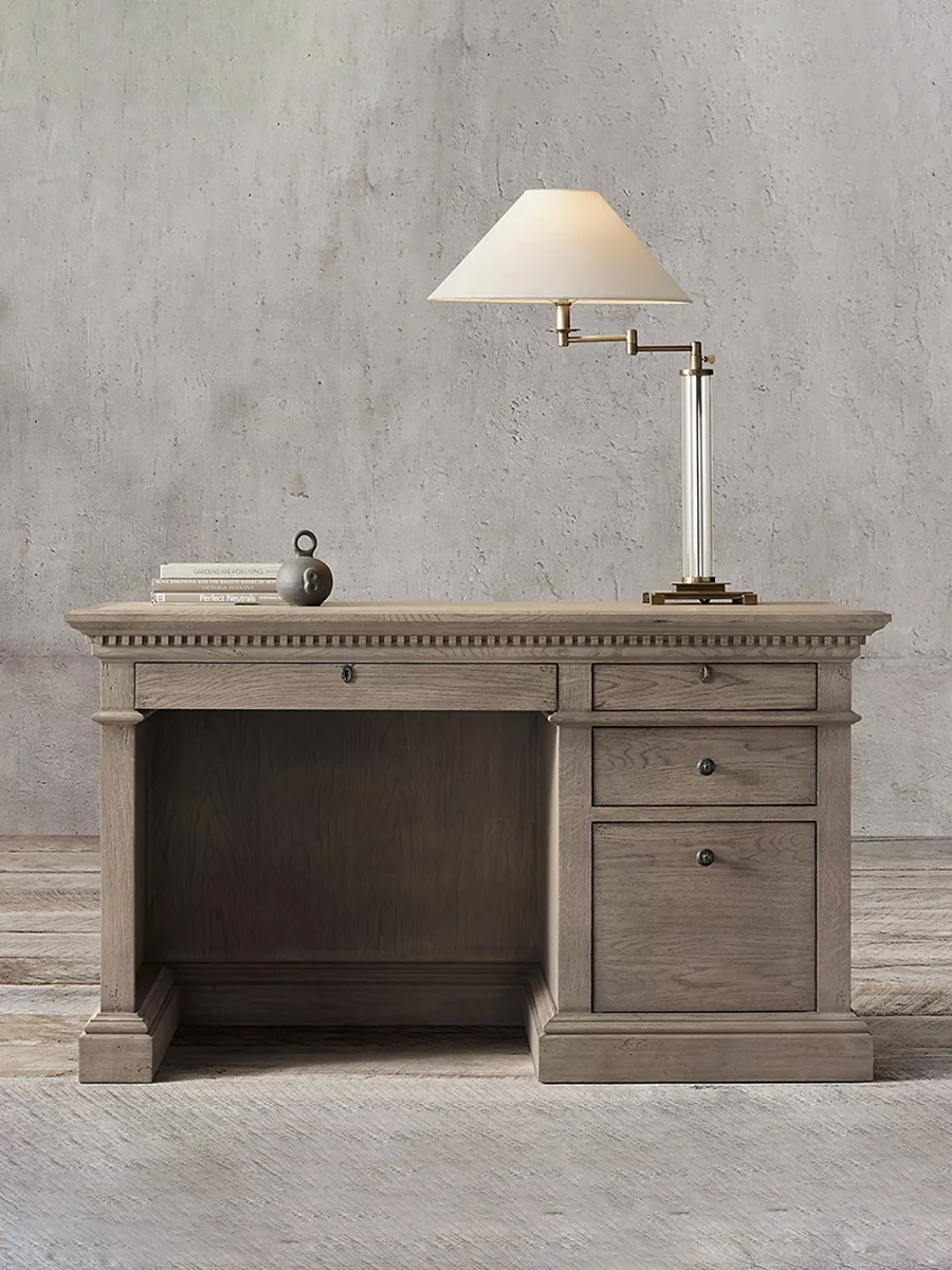 Vintage solid wood student study desk and study room