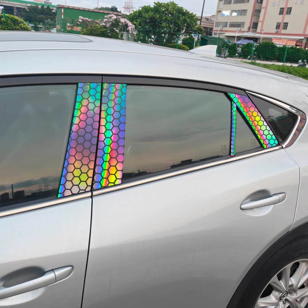 Car Decals Fashion Honeycomb Leopard Print Stickers DIY Vinyl for Car B Pillar Decal Rear View Mirror Windows Auto Accessories view 5
