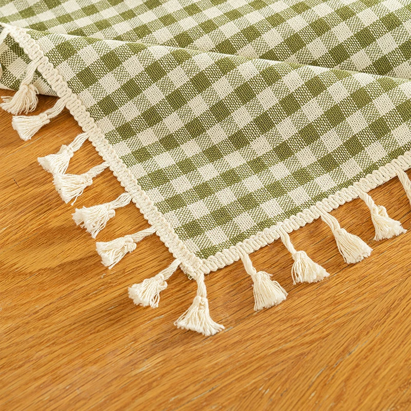 Korean and Japanese style plaid tablecloth, thickened coffee table cover, fresh checkered tablecloth, simple home use r