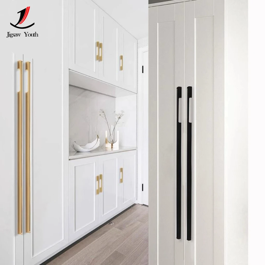1000mm Black Gold Hidden Cabinet Handles Aluminum Alloy Kitchen Handles Cupboard Pulls Drawer Knobs Furniture Room Door Hardware
