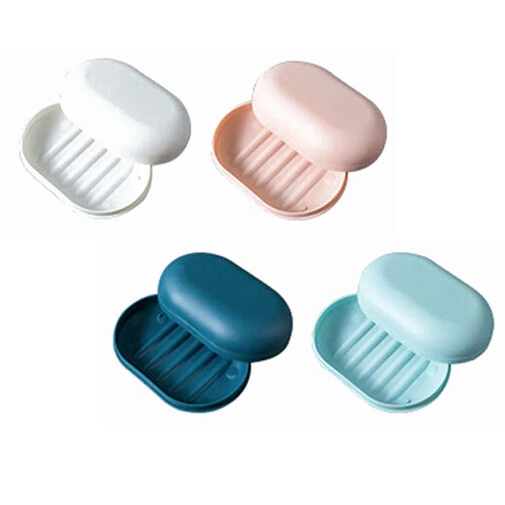 Bathroom Shower Soap Box Oval Soap Dish With Lids Small Soap Tray Dish Storage Holder Bathroom Supplies
