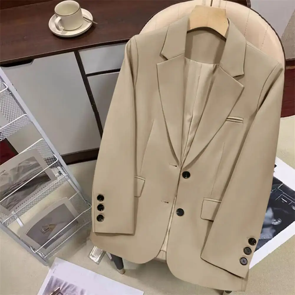 

Lapel Collar Stylish Women's Casual for Office Leisure Time Vintage Loose Suit Jacket for Daily Wear Spring Autumn All Match