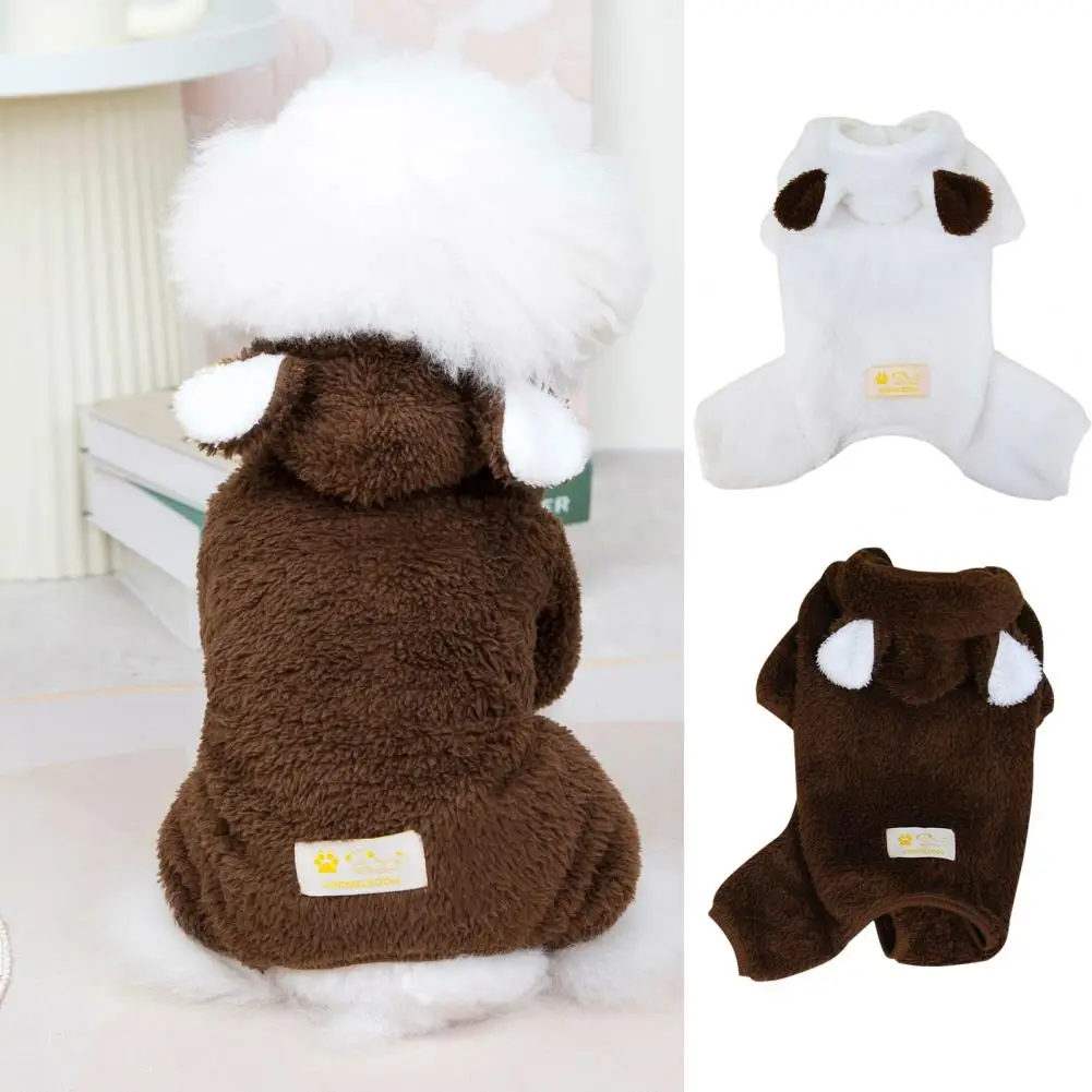 Pets Clothes Soft Cartoon Comfortable High Elastic Fabric Non-slip Keep Warm Fleece Four Leggings Plush Pet Costume For Winter