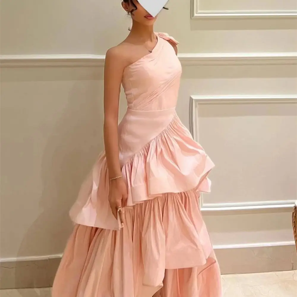 

Customized Exquisite A-Line Evening Dress One Shoulder Sati Bow Zipper Back HighQuality and Sexy Special Occasion Gowns