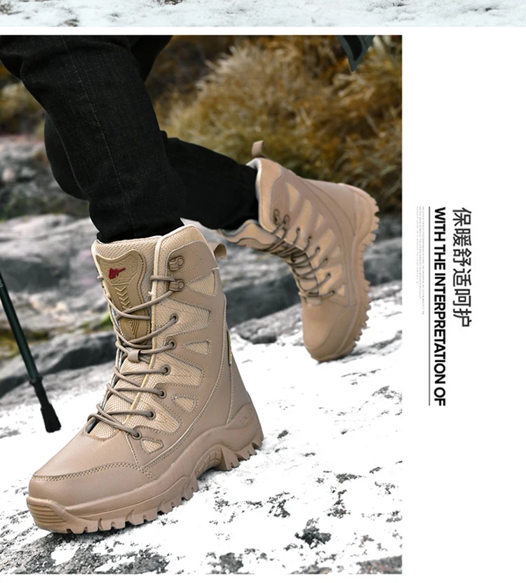 Winter Männer Motorrad Taktische Stiefel Frauen Lace Up Armee Wüste Damen Komfortable Klettern Wanderschuhe Anti-Slip Jagd Stiefel – Detail 22