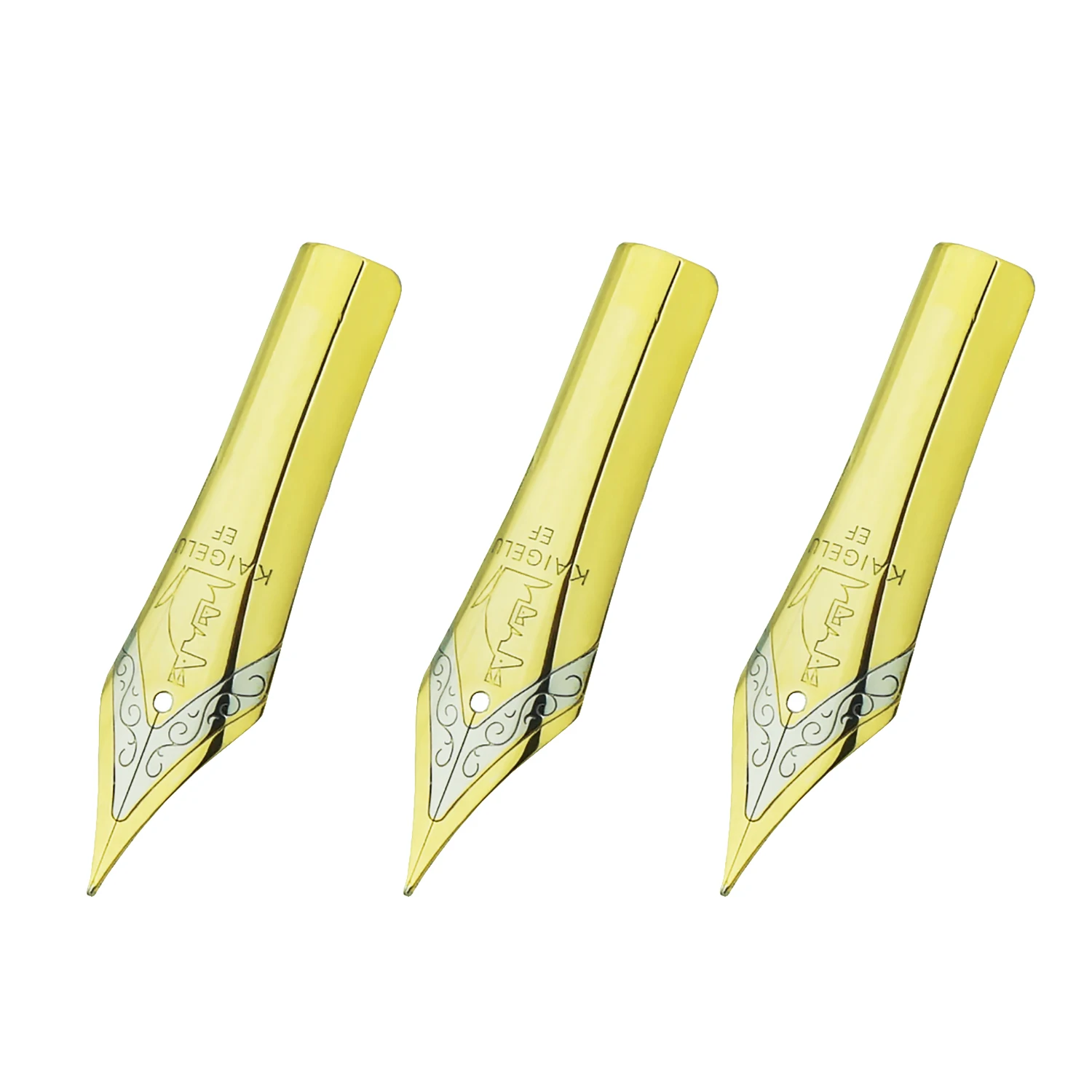 3PCS Original Kaigelu Fountain Pen Nibs #6 Nib Golden EF F M Size Compatible with Jinhao 100, 450, Yongsheng 699, Majohn T1, C1