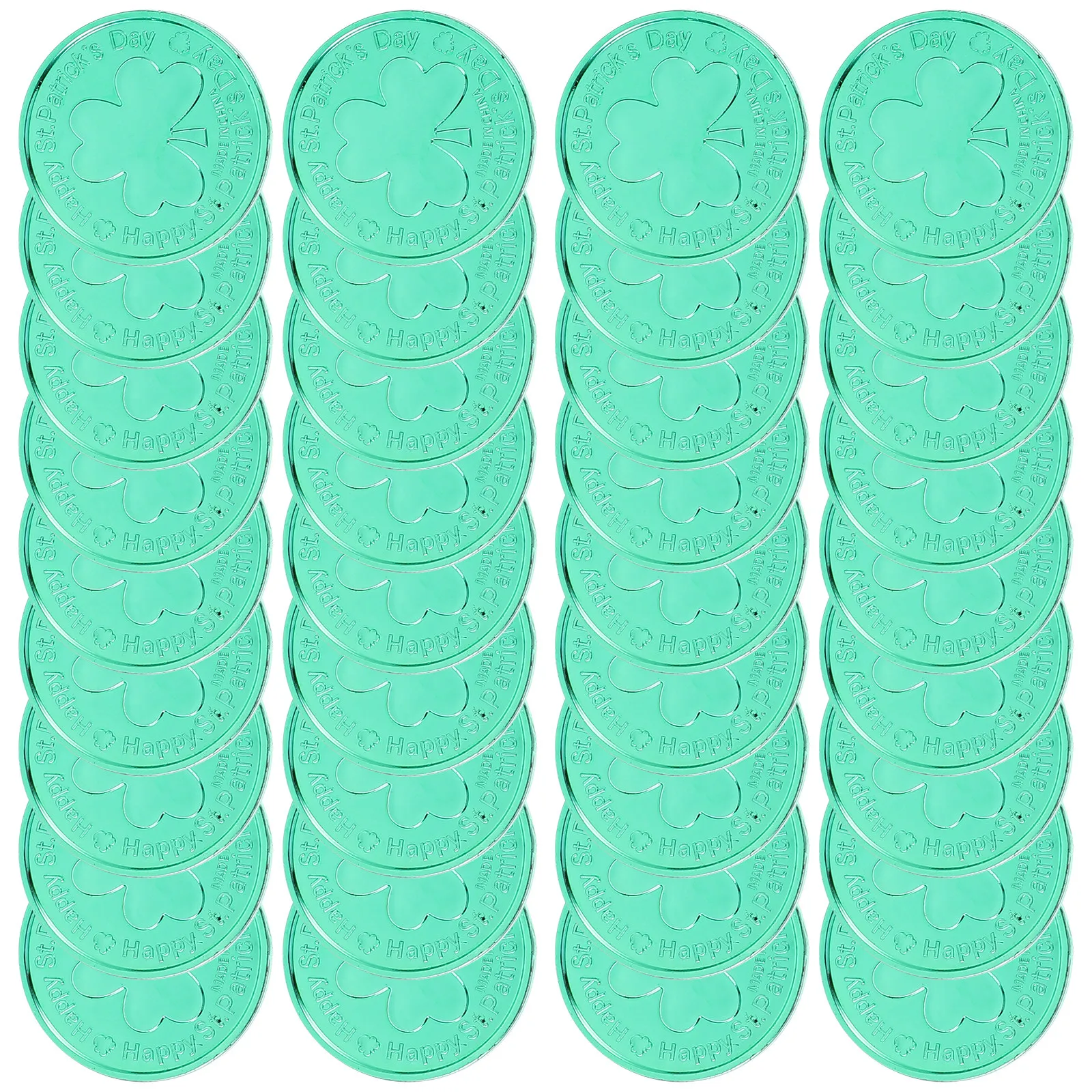 100Pcs Shamrock Coins Day Plastic Decorative Coin Party Supplies Table Scatter Luck 3-Leaf Coin Shamrock Coins