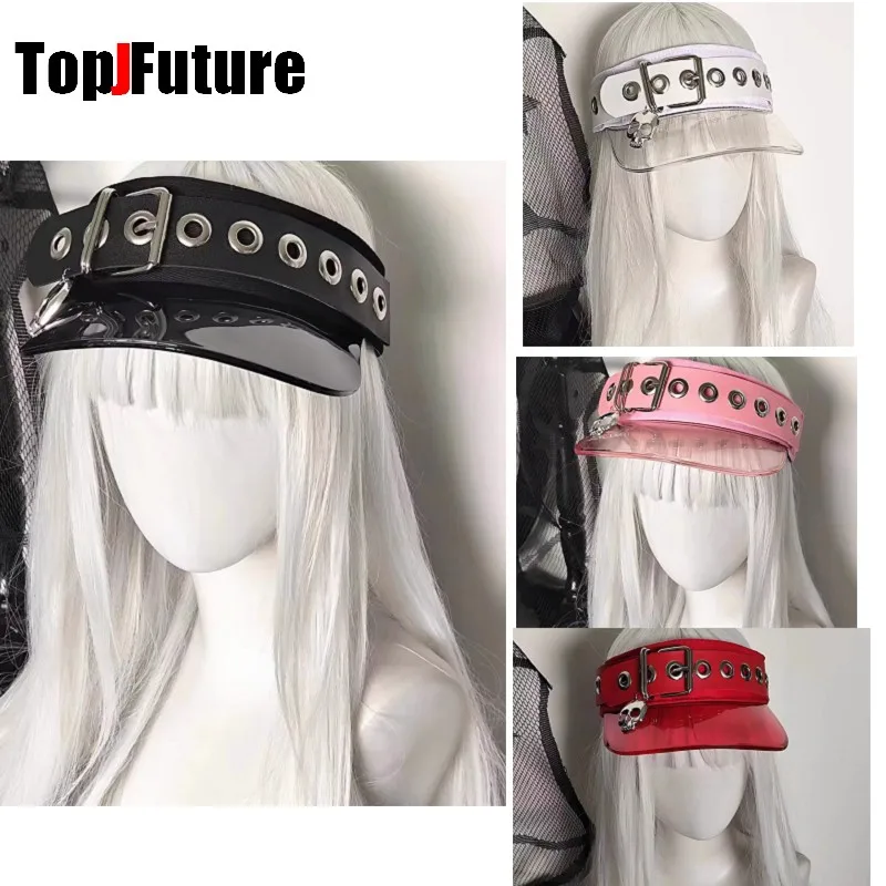 Japanese Women's Harajuku Steampunk Y2K Girl Gothic Lolita Skeleton Punk Jelly Eaves Top Air Cap Sun Hat Summer Cap Baseball Cap